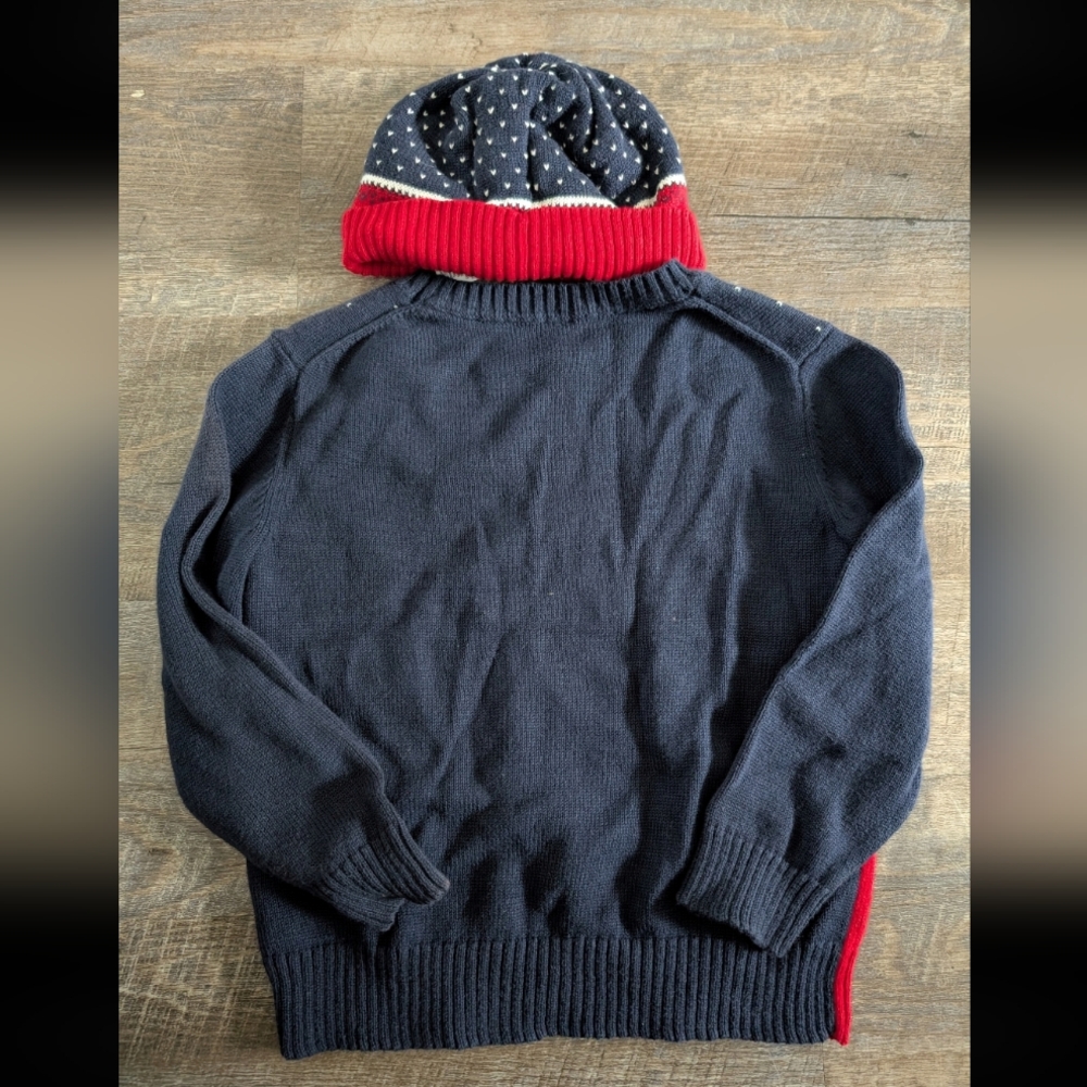 Janie And Jack Boys Train Sweater/Hat Size 3 - Picture 5 of 5